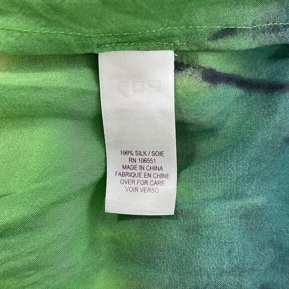 Calypso St. Barth Silk Sequin Tunic Top Size XS Green Cream Boho Batik Resort - Picture 8 of 11